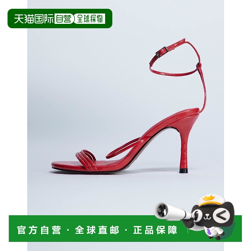 1h可退 潮奢 Topshop 女士 Abbie 缠带小跟红色凉鞋高跟