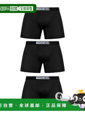 DIESEL 男士内裤 A177870GDACE4101 SS2025 黑色 logo平角裤三件