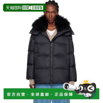 1h可退 潮奢 YVES SALOMON 女士 黑色 Iconic A Line Lambswool C