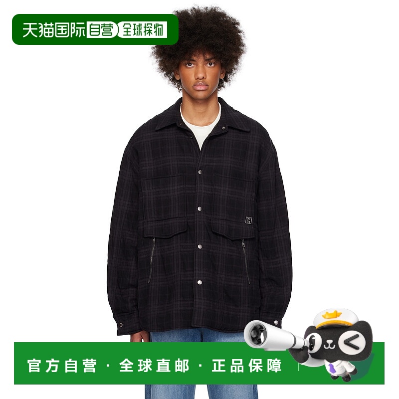 1h可退 潮奢 Wooyoungmi 吴阳米 男士 黑色 Padded Check 衬衫 W2