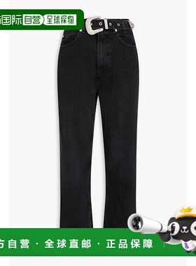 1h可退 潮奢 Sandro 女士 束带高腰直筒牛仔裤 SFPJE00546NOIR