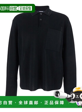 1h可退 潮奢 Jacquemus 男士 Front 黑色深浅间隔式徽标棉质针织P