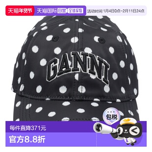 GANNI 女士帽子 B3020038099 SS2026 黑色 Printed Logo Baseball