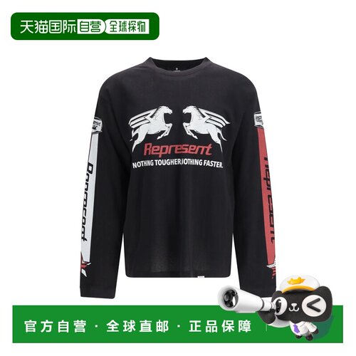 Represent 男士 Pegasus 网纱长袖T恤 MLM100781JETBLACK