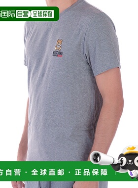 1h可退 MOSCHINO 男士T恤 A19058102GREY SS2022 灰色 徽标T恤