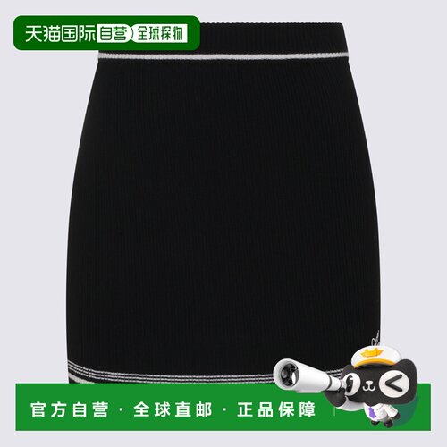 AMIRI 女士 SCRIPT 黑色羊毛迷你半身裙 AW426SK0020