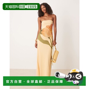 潮奢 连衣裙 ASOS 设计网纱花朵拼接印花抹胸长款 but 女士 1h可退