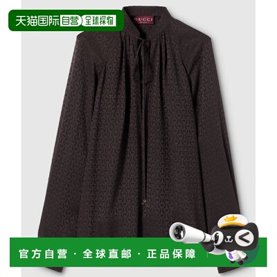 GUCCI 女士衬衫 855764ZAUDP2206 SS2026 黑色 Brown jacquard si