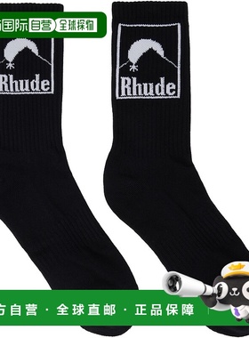 1h可退 潮奢 Rhude 男士 黑色 Moonlight Badge 中筒袜 RHPS25SO0