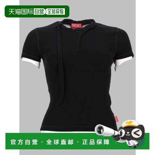 DIESEL 女士T恤 A236450JEAI9XX SS2026 黑色 TOP IN JERSEY 