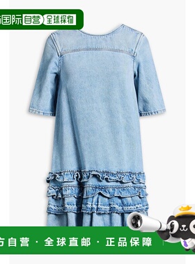 潮奢 GANNI 甘尼 女士 层叠牛仔迷你连衣裙 J1857564LIGHTBLUESTO