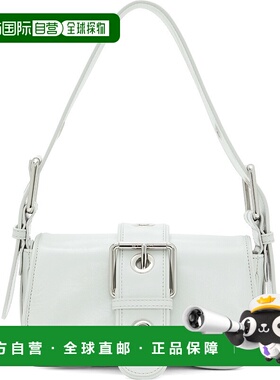 1h可退 潮奢 BY FAR 女士 灰白色 Eloise Creased Leather 单肩包