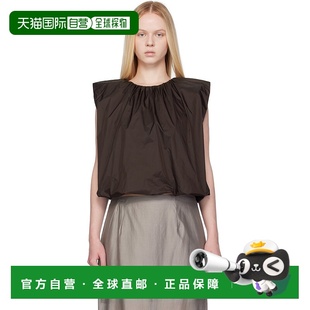1h可退 潮奢 AMOMENTO 女士 棕色 Nylon Volume Shirring 上装 AM