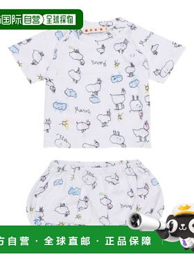 MARNI 男童T恤 M01800M00X90M100 SS2026 白色 SET TEE+SHORTS