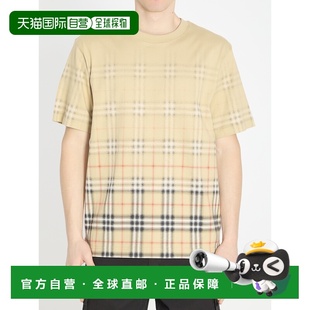 BURBERRY 男士T恤 8119022B9368 SS2026 浅棕色 GRADIENT CHECK C