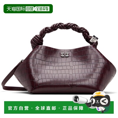GANNI 甘尼 女士 酒红色小号 Croco Bou 手提包 B2100038Burgundy