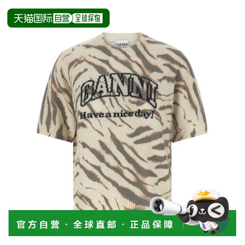 GANNI 女士针织衫 A1050227135 AW2026 白色 Wool printed T-shir
