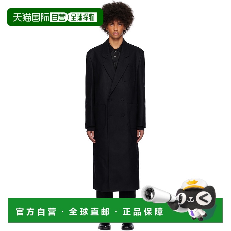 1h可退 潮奢 Wooyoungmi 吴阳米 男士 黑色 Double 大衣 W243HC05