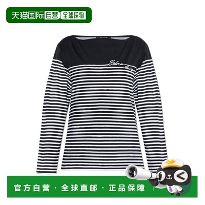 BALMAIN 女士T恤 GF1EL037GF53EAB SS2026 黑色 Striped pattern