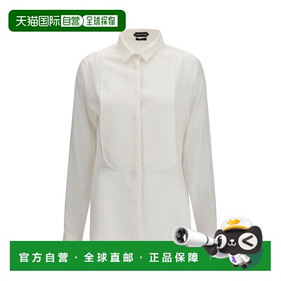 Tom Ford 汤姆 福特 女士 真丝带皱褶围兜衬衫 CA3345FAX1507WAA