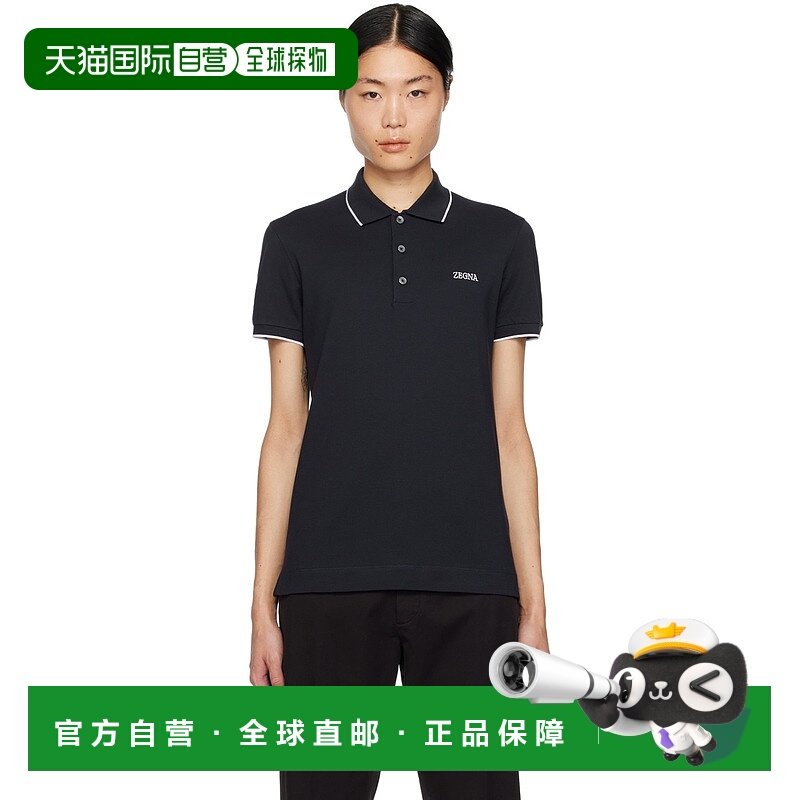 1h可退 潮奢 zegna 杰尼亚 男士 海军蓝刺绣 Polo 衫 E7358A5B746