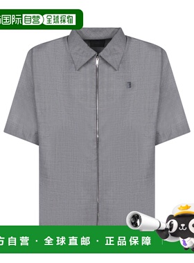 GIVENCHY 男士衬衫 BM610V15K7004 CO 灰色 Shirt with pointed c