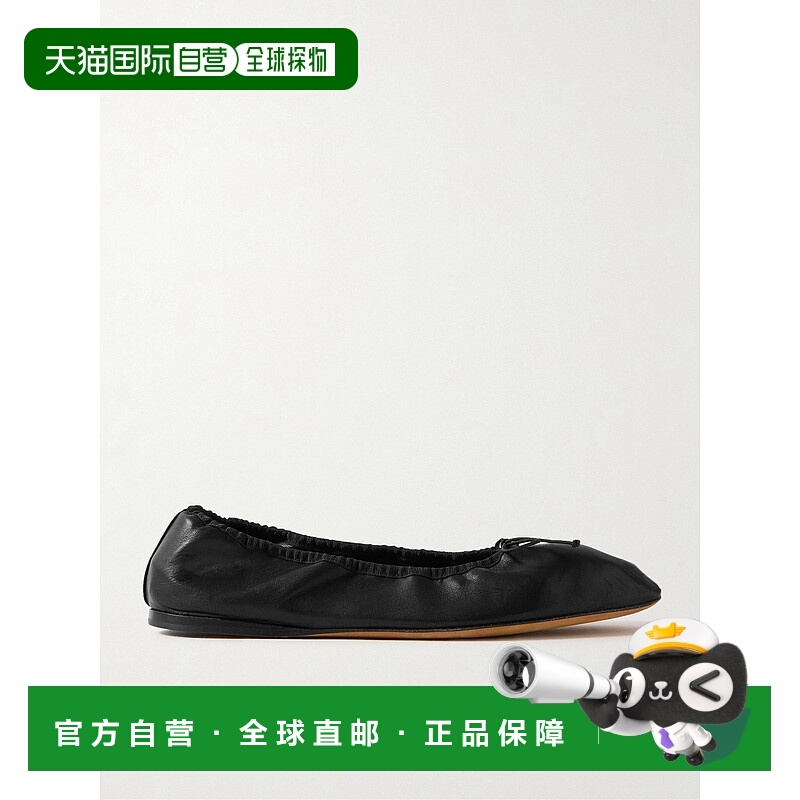 1h可退 潮奢 The Row 女士 Awar 黑色皮质芭蕾平底鞋 F1539N66