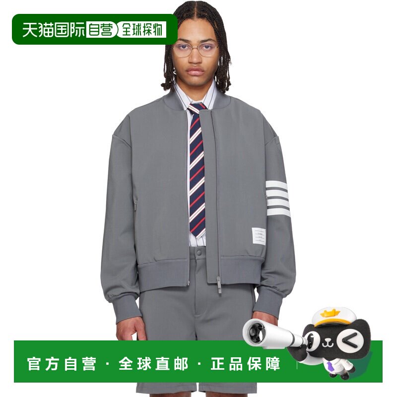 Thom Browne 汤姆 布朗 男士 灰色 4-Bar Tech 飞行员夹克 MJT569
