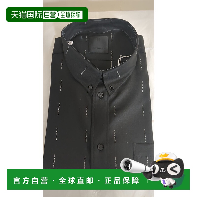 1h可退 GIVENCHY 男士衬衫 BM60ZU14UW001 SS2024 黑色纪梵希