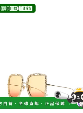 GUCCI 女士眼镜 681152I33308070 CO 黄色 Gold metal sunglasses