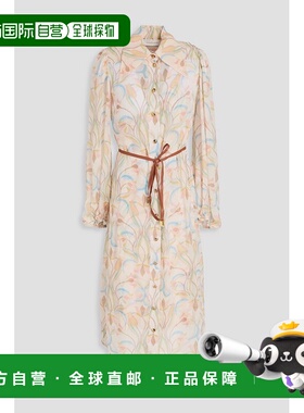 1h可退 潮奢 ZIMMERMANN 女士 印花双绉中长衬衫式连衣裙 1191DF2