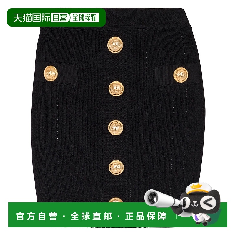 BALMAIN 女士半身裙 EF1LB290KB070PA SS2025 黑色 Fine ribbed k