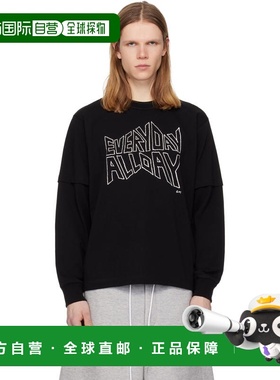 潮奢 Sacai 男士 黑色 geoff sacai 系列印花长袖 T 恤 2601122S