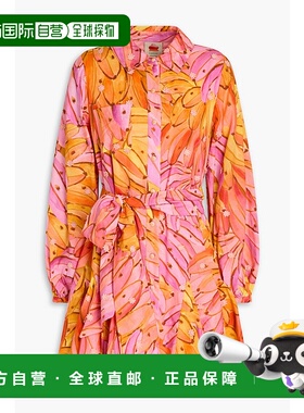 1h可退 潮奢 FARM RIO 女士 印花棉质迷你衬衫式连衣裙 300655PIN