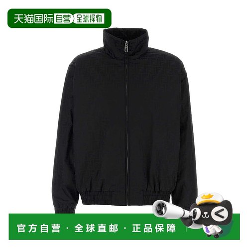 FENDI 男士夹克 FAA951ATN9F0GME CO 黑色 Ff Nylon Bomber