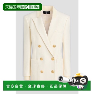 潮奢 双排扣羊毛混纺毛毡大衣 Balmain 女士 YF0UA 巴尔曼 1h可退