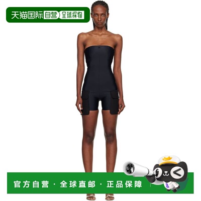 Courreges 女士 黑色 2-Pocket Jersey Bustier Overall 连身裤 1