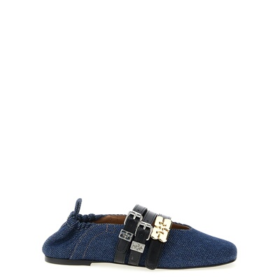 GANNI 女士芭蕾乐福鞋 B1020073569 SS2026 蓝色 Sue Triple Ball