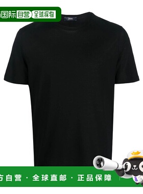 HERNO 男士T恤 JG000166U520059300NERO CO 黑色短袖圆领T恤 男装