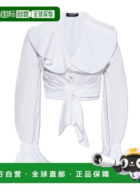 BALMAIN 女士衬衫 EF1HU296CB020FA SS2025 白色 短款衬衫长袖