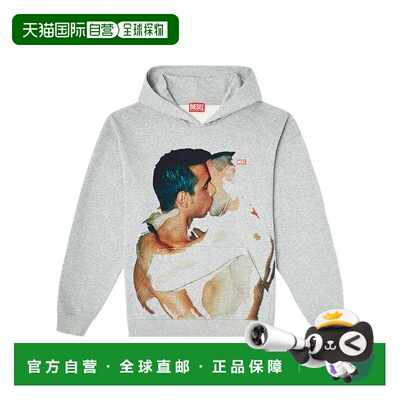 DIESEL 男士针织毛衣 P015560SPBE9CB AW2025 白色 图案印花连帽