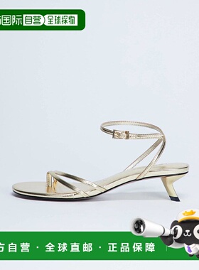 1h可退 潮奢 Topshop 女士 Isme 缠带小跟金色凉鞋