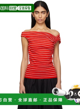 1h可退 潮奢 Msgm 女士 红色 & 白色条纹上装 3841MDM02257115