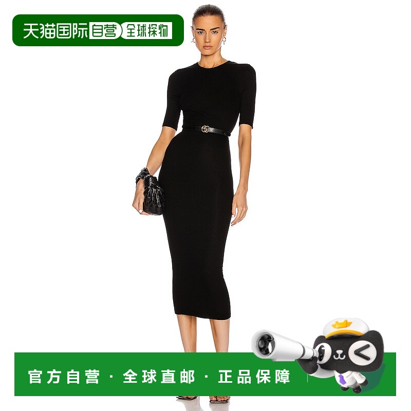 潮奢 enza costa 女士 真丝罗纹半袖水手领中长连衣裙 SRS5275