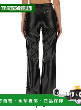 1h可退 MOSCHINO 女士休闲裤 033787180555 AW2023 黑色 STUDDED