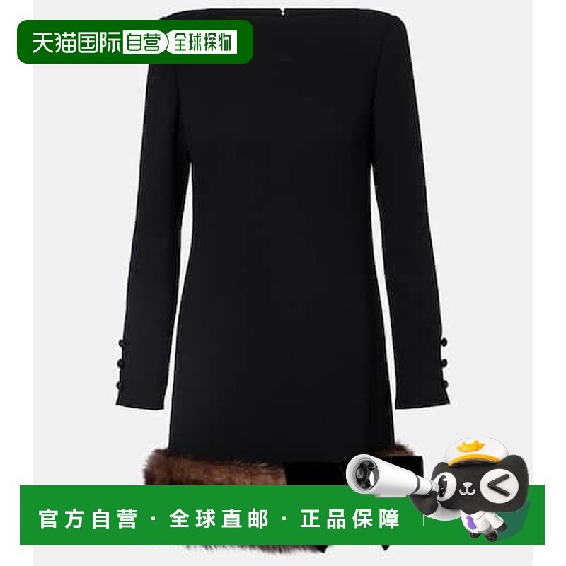 1h可退 潮奢 valentino 华伦天奴 女士 皮毛饰边初剪羊毛迷你连衣,女装/女士精品,连衣裙,淘宝优惠券,粉丝福利购,淘宝优惠卷