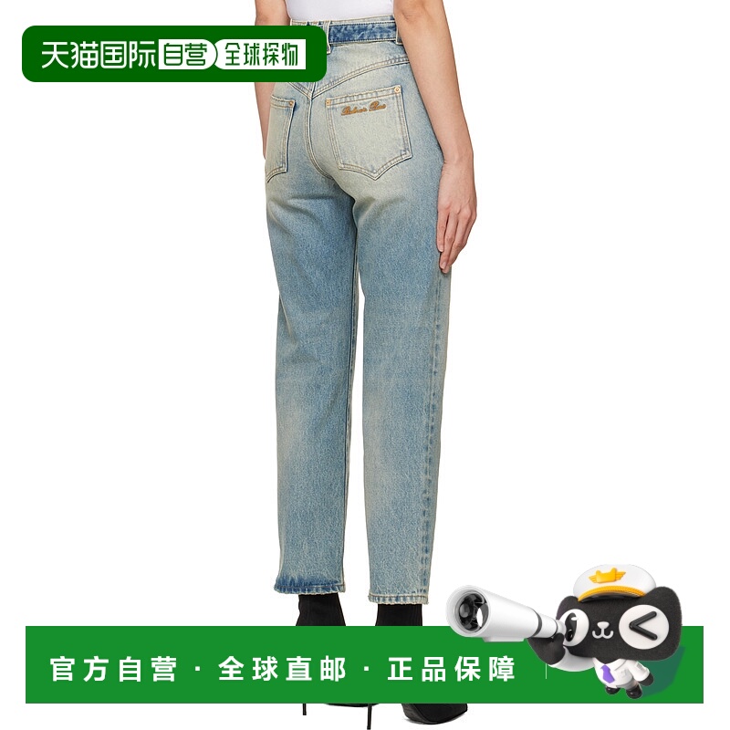1h可退 BALMAIN 女士牛仔裤 CF1MI026DE046FF SS2024 灰色 系带纽