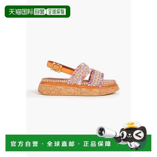 1h可退 潮奢 ZIMMERMANN 女士 编织灯芯绒露跟凉鞋 4662S23OR