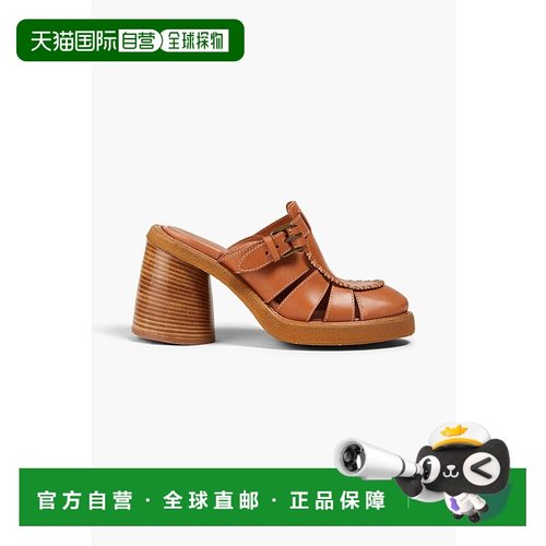 1h可退 潮奢 ZIMMERMANN 女士 搭扣皮质凉拖 4423S23TAN0单鞋凉鞋