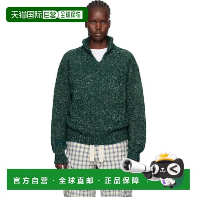Erl 女士 绿色 Slit Neck Alpaca Polo 针织衫 ER11N0061Green衫